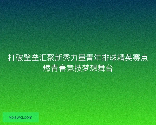 打破壁垒汇聚新秀力量青年排球精英赛点燃青春竞技梦想舞台