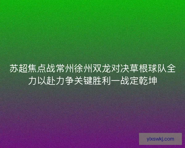 苏超焦点战常州徐州双龙对决草根球队全力以赴力争关键胜利一战定乾坤